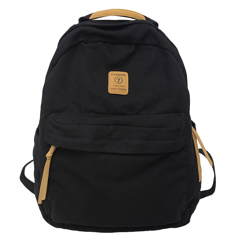 Unisex Canvas Rygsæk Med Lynlås & Forlomme