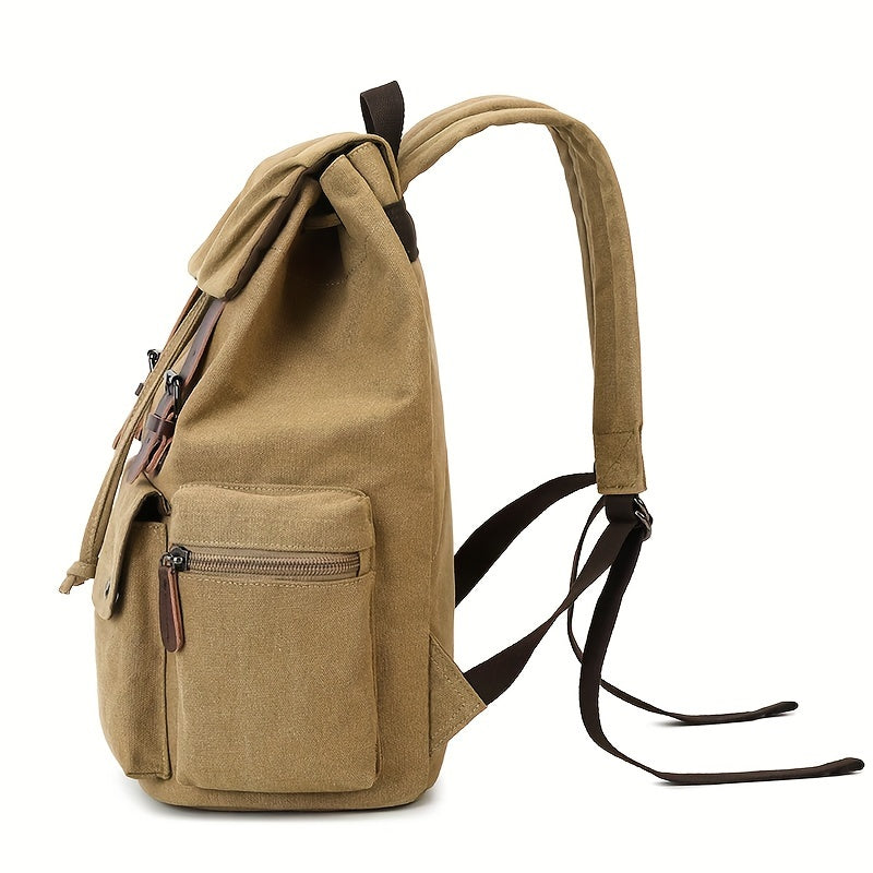 Unisex Canvas Skoletaske Med Spænde & Lommer