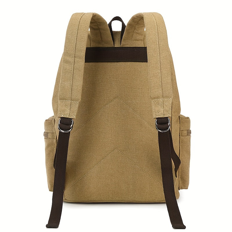 Unisex Canvas Skoletaske Med Spænde & Lommer