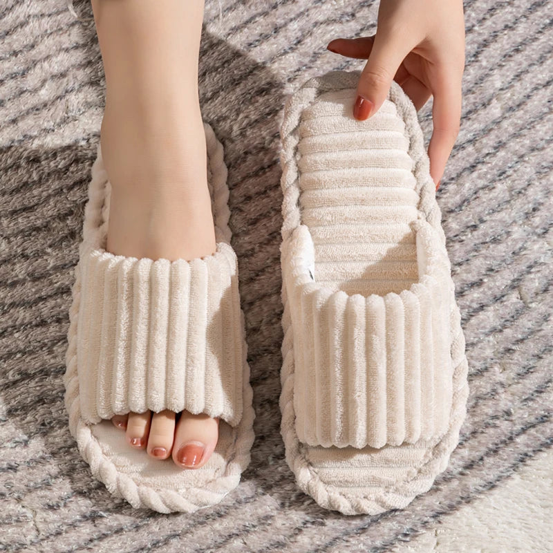 Unisex Fløjl Hjemmesko Med Åben Tå & Støttende Sål