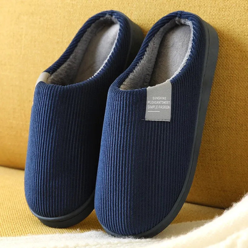 Unisex Hjemmesko Med Stribet Fløjl & Elastikpanel