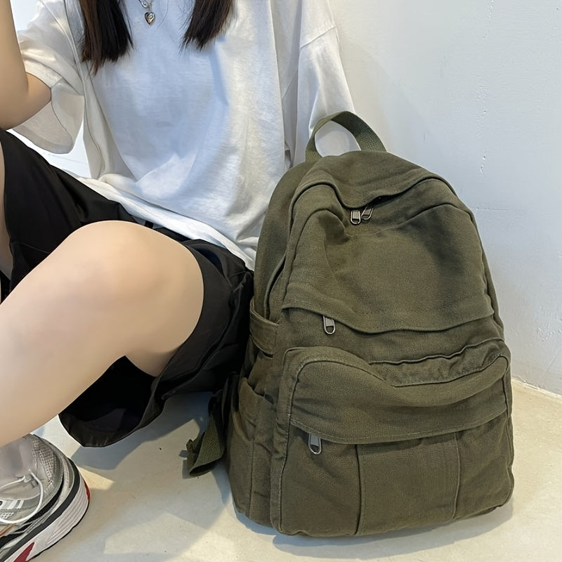 Unisex Skoletaske Med Multi-Lommer & Lynlås