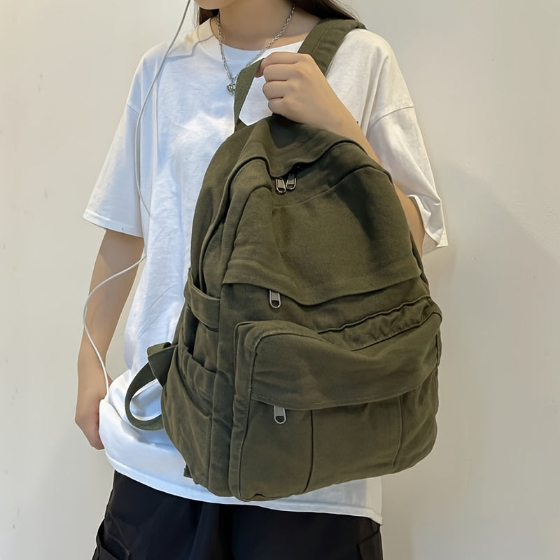 Unisex Skoletaske Med Multi-Lommer & Lynlås