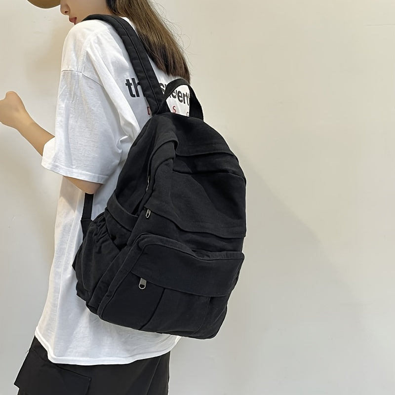 Unisex Skoletaske Med Multi-Lommer & Lynlås