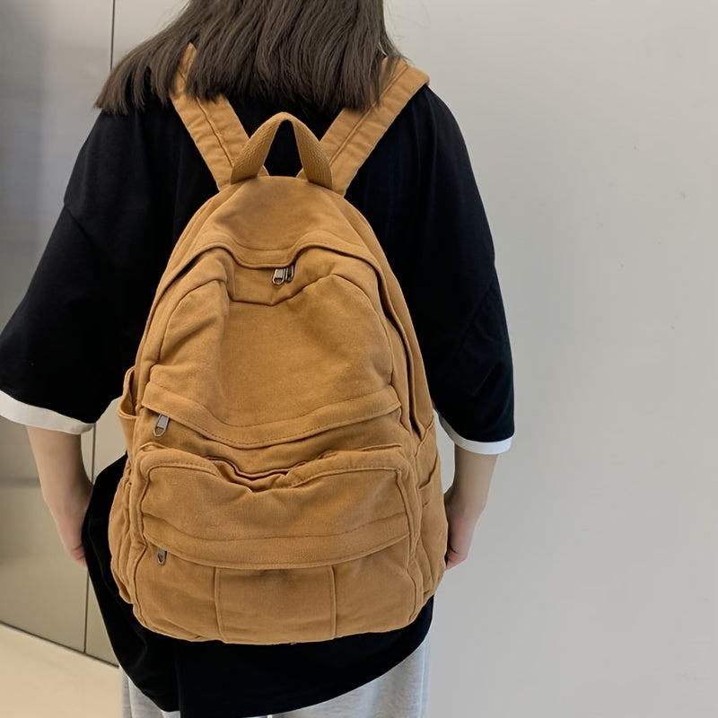 Unisex Skoletaske Med Multi-Lommer & Lynlås