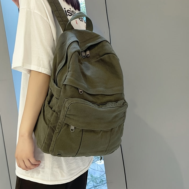 Unisex Skoletaske Med Multi-Lommer & Lynlås