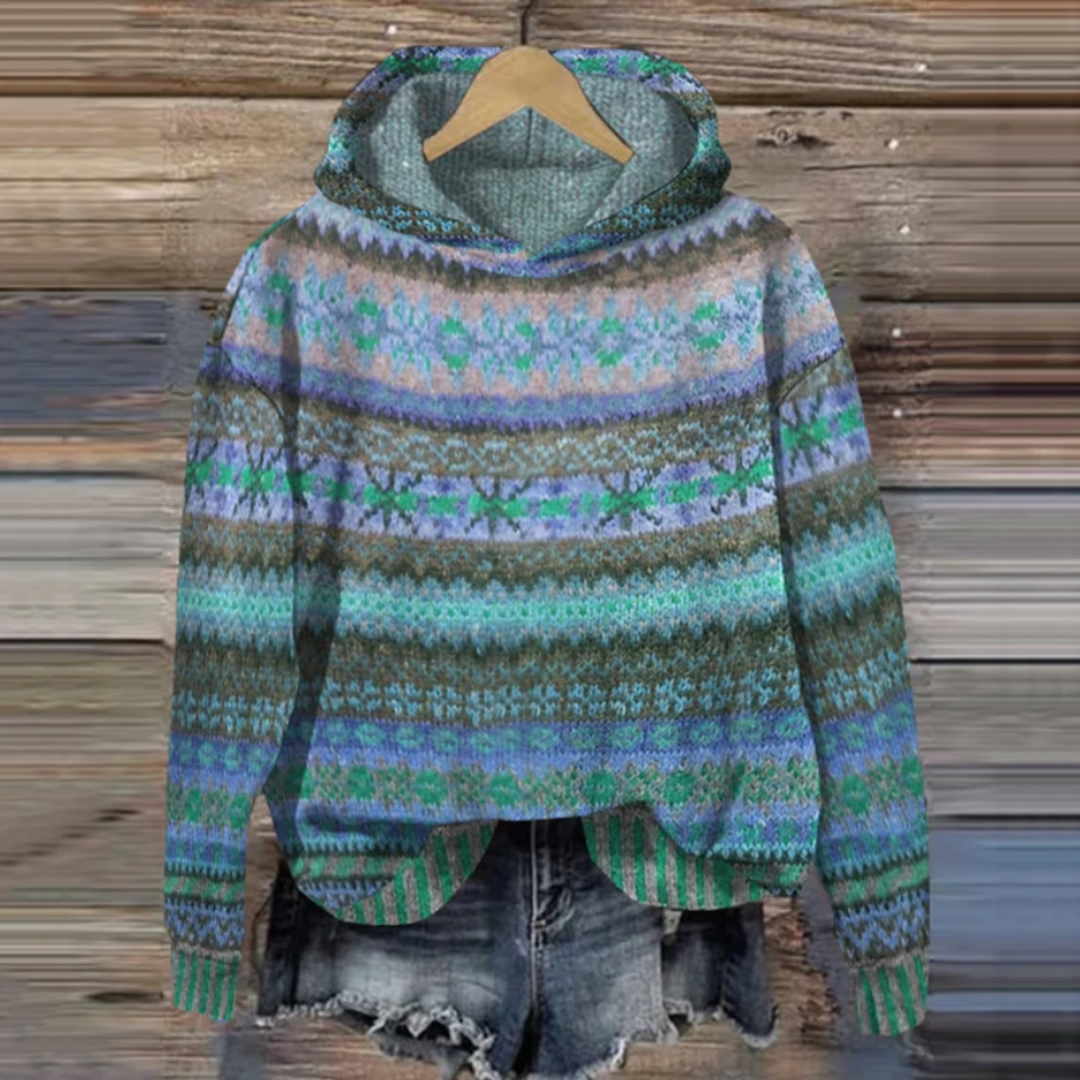 Vinter Dame Hoodie Med Mønster Og Hætte | Foret
