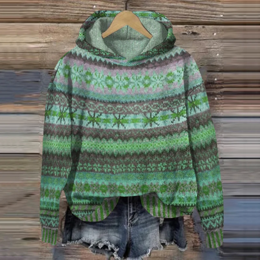 Vinter Dame Hoodie Med Mønster Og Hætte | Foret
